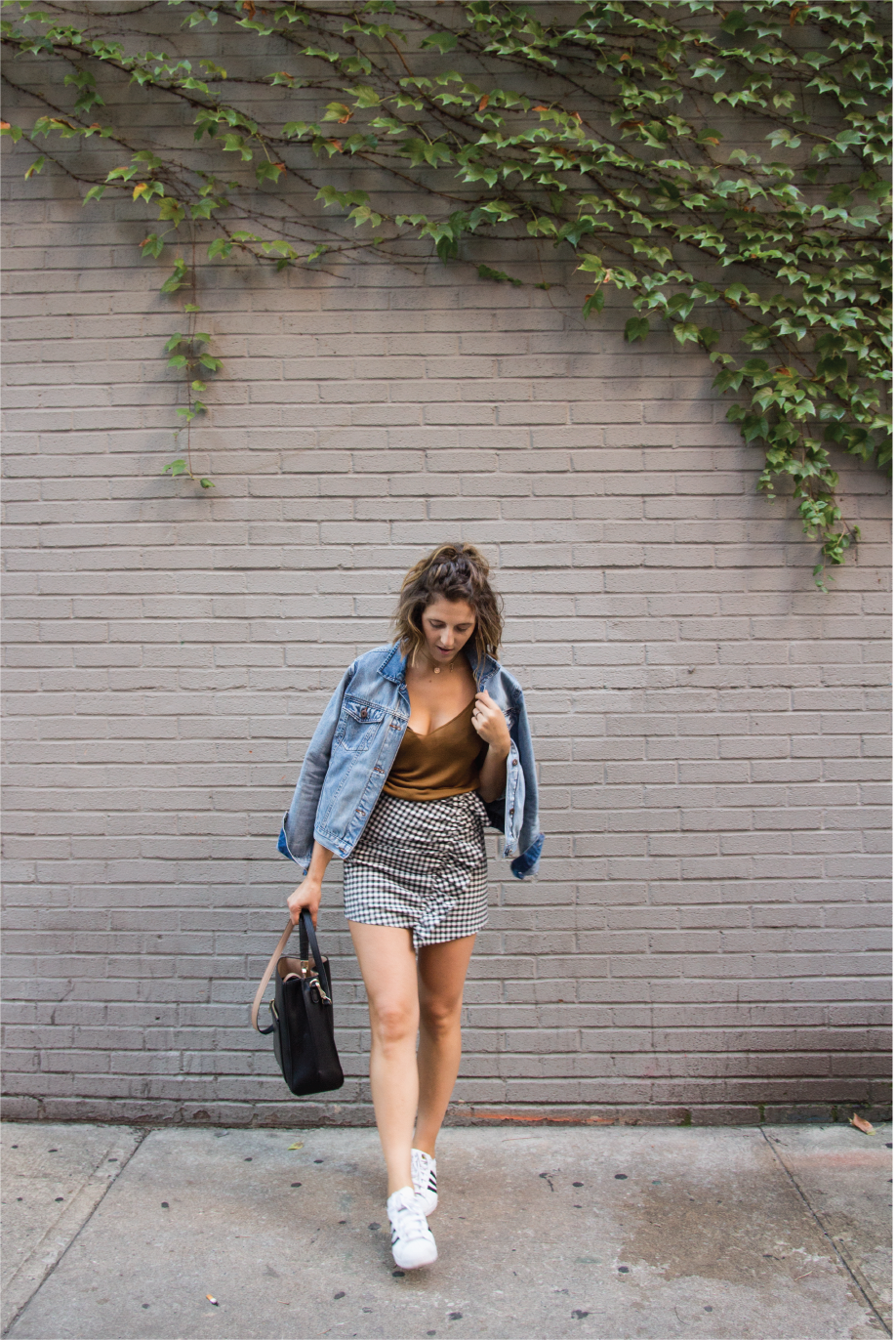 Gingham Skirt and a Denim Jacket